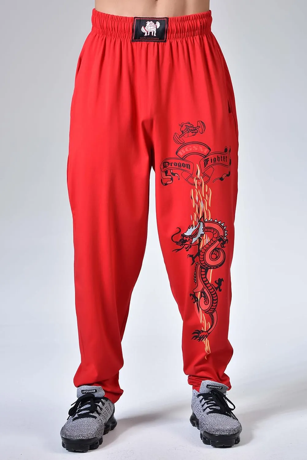 Men's Baggy Pants, Dragon Design Gym Sweatpants