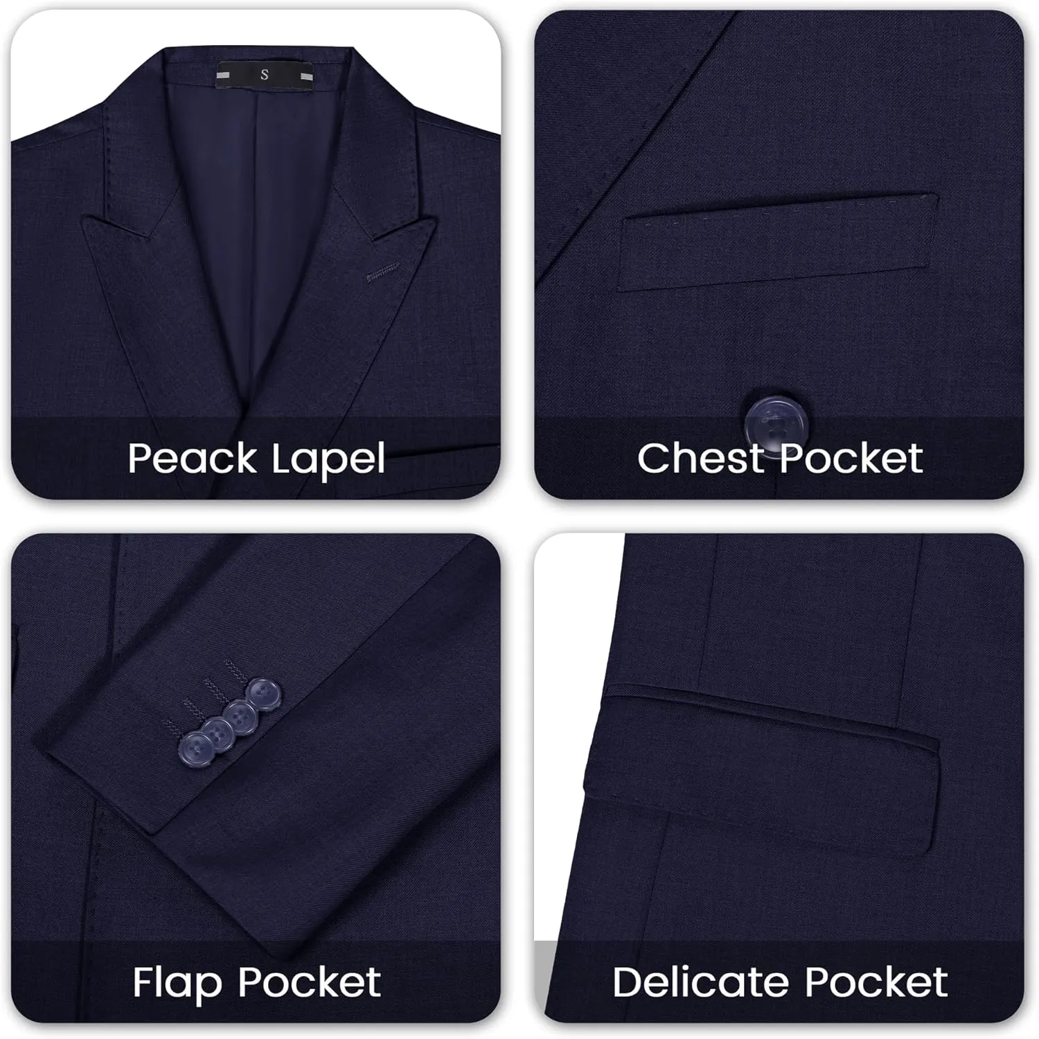 Mens Double Breasted Suit Slim Fit 3 Piece Suit Peak Lapel Solid Blazer Jacket Vest Pant Tuxedo Set for Wedding Business
