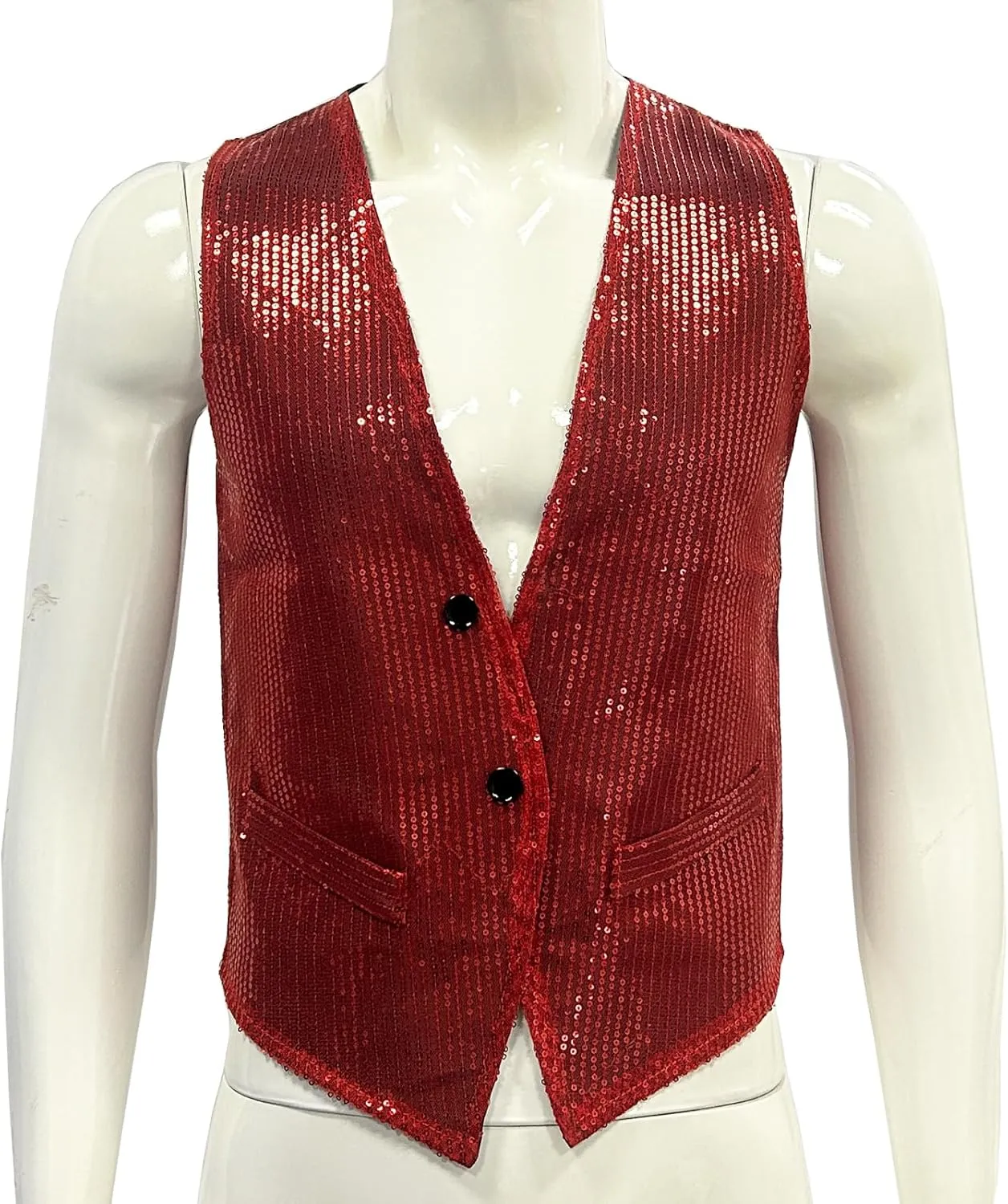 Men's Sequins Vest Slim Fit Christmas Party Vest Hip Hop Disco Dance Waistcoat Performance Show Jacket