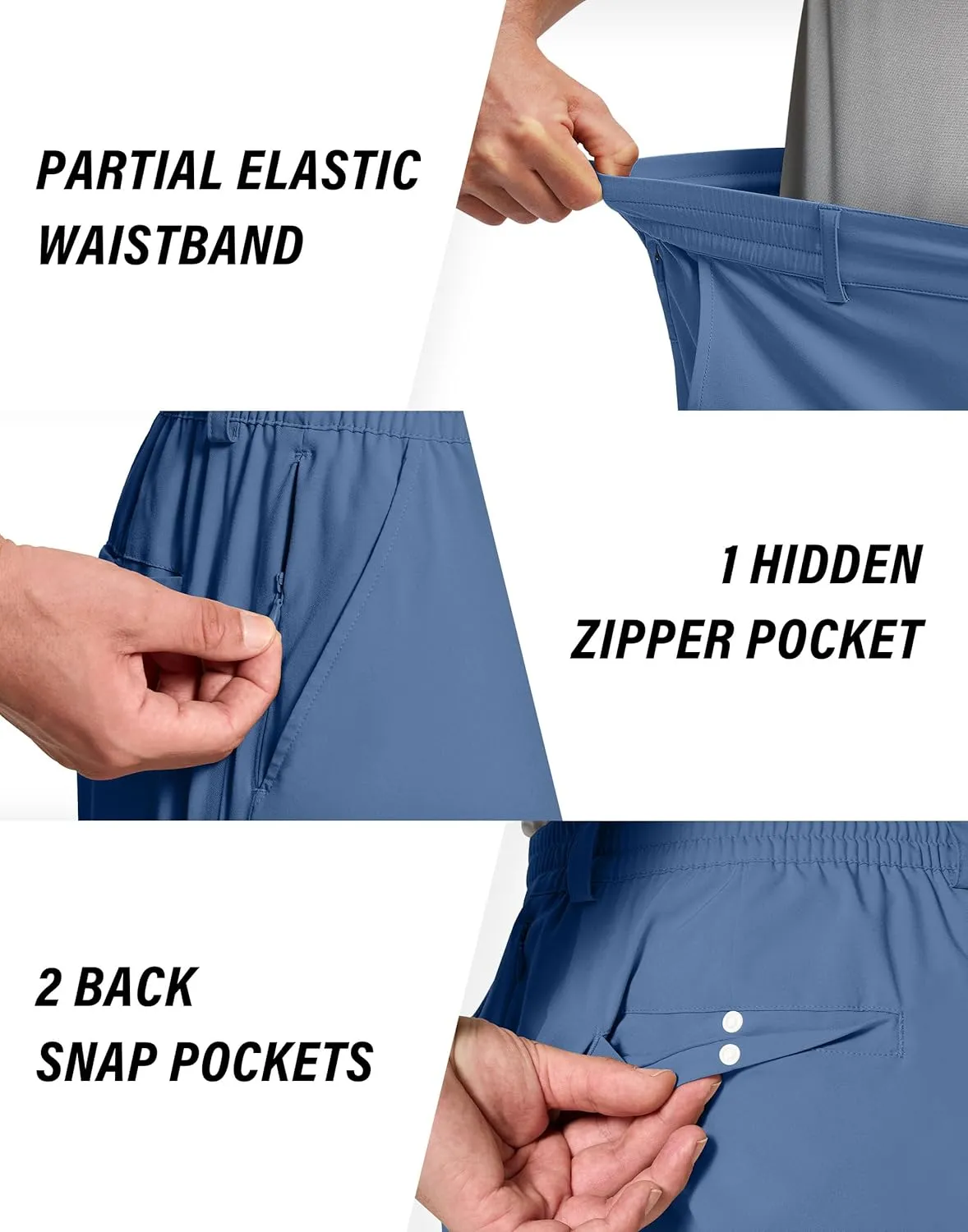Mens Stretch Golf Shorts with 6 Pockets Dry Fit 7 Inch Inseam Lightweight Dress for Hiking Work Casual