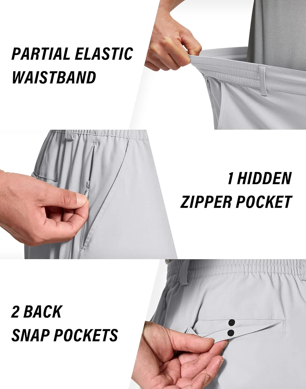 Mens Stretch Golf Shorts with 6 Pockets Dry Fit 7 Inch Inseam Lightweight Dress for Hiking Work Casual