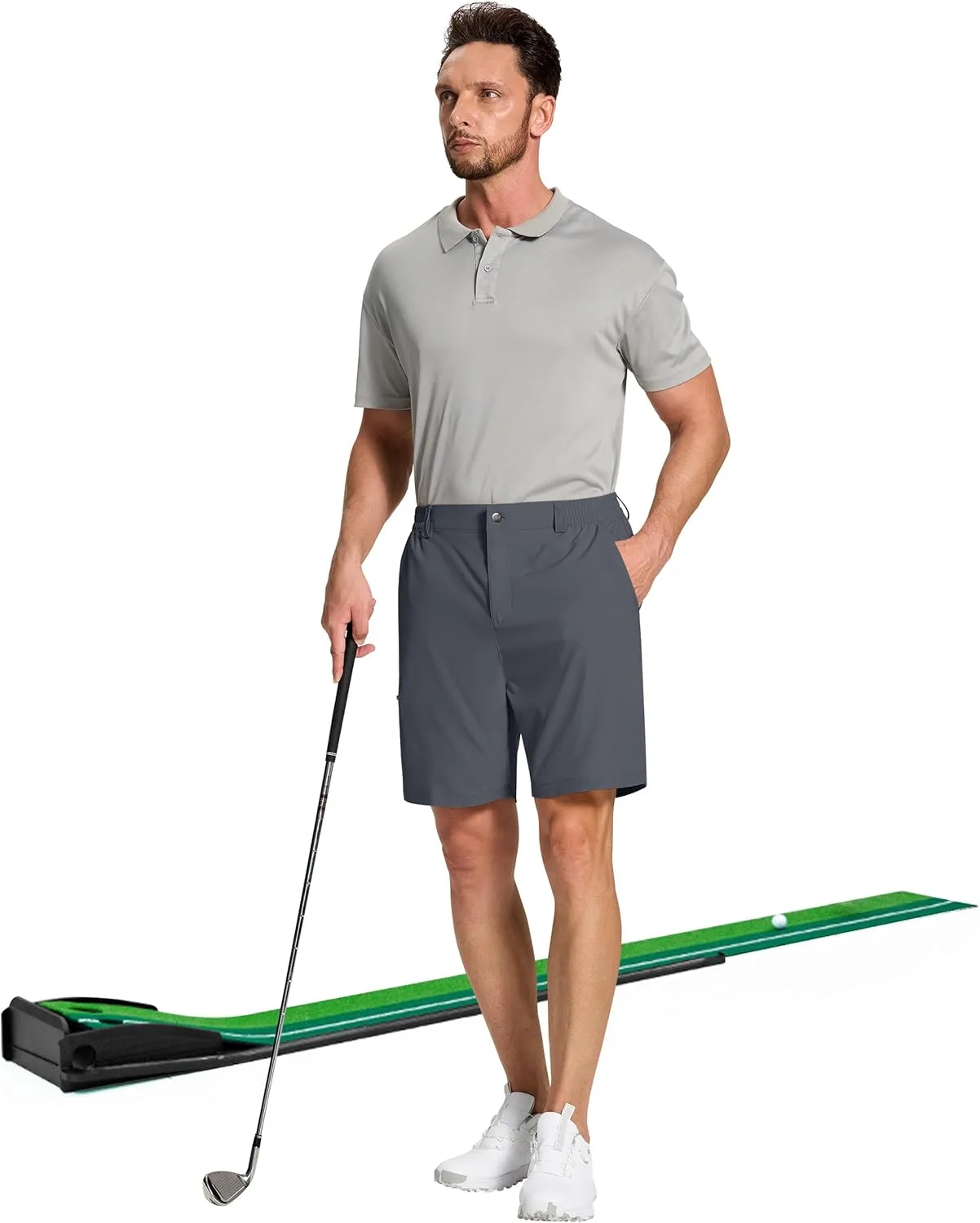 Mens Stretch Golf Shorts with 6 Pockets Dry Fit 7 Inch Inseam Lightweight Dress for Hiking Work Casual