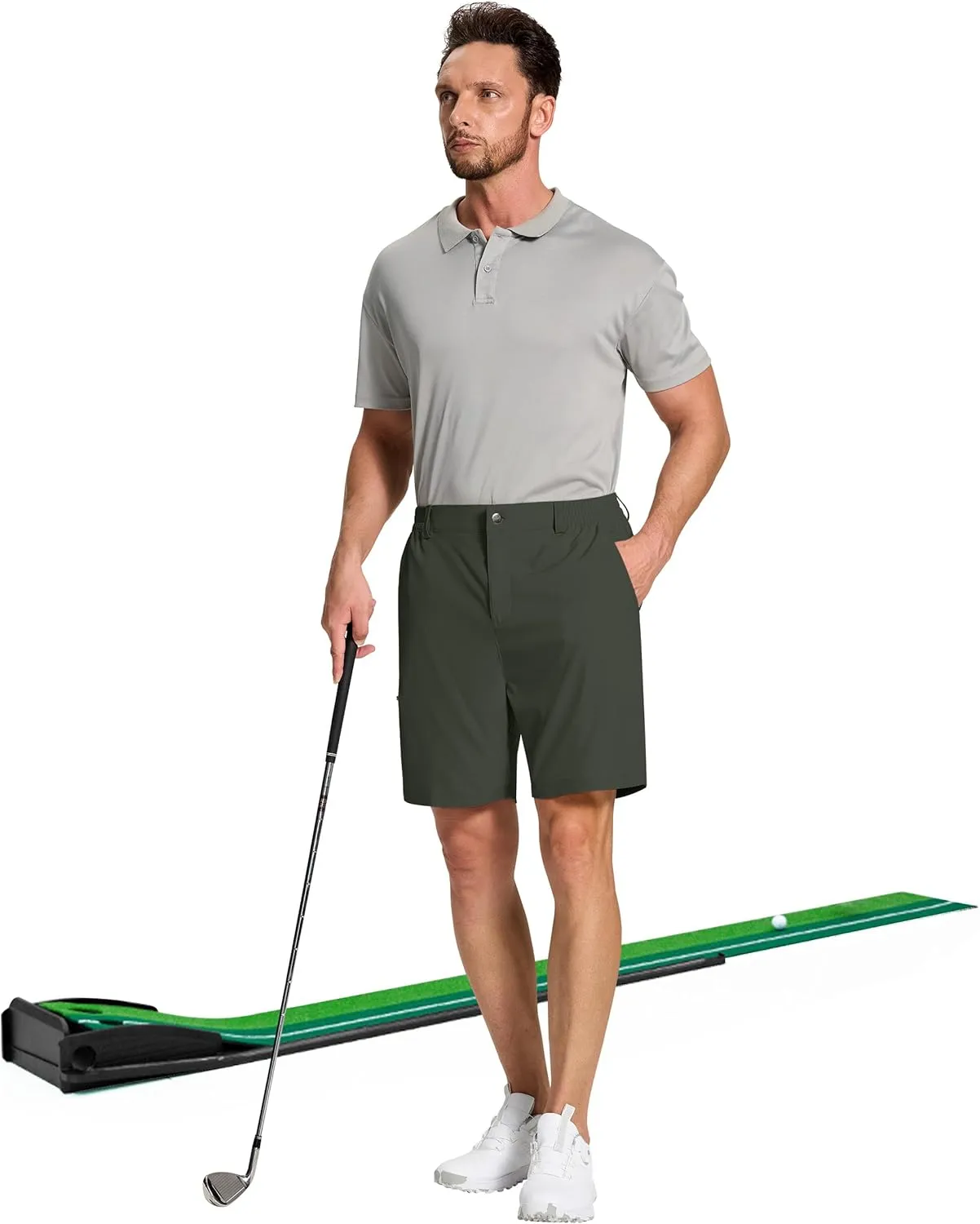 Mens Stretch Golf Shorts with 6 Pockets Dry Fit 7 Inch Inseam Lightweight Dress for Hiking Work Casual