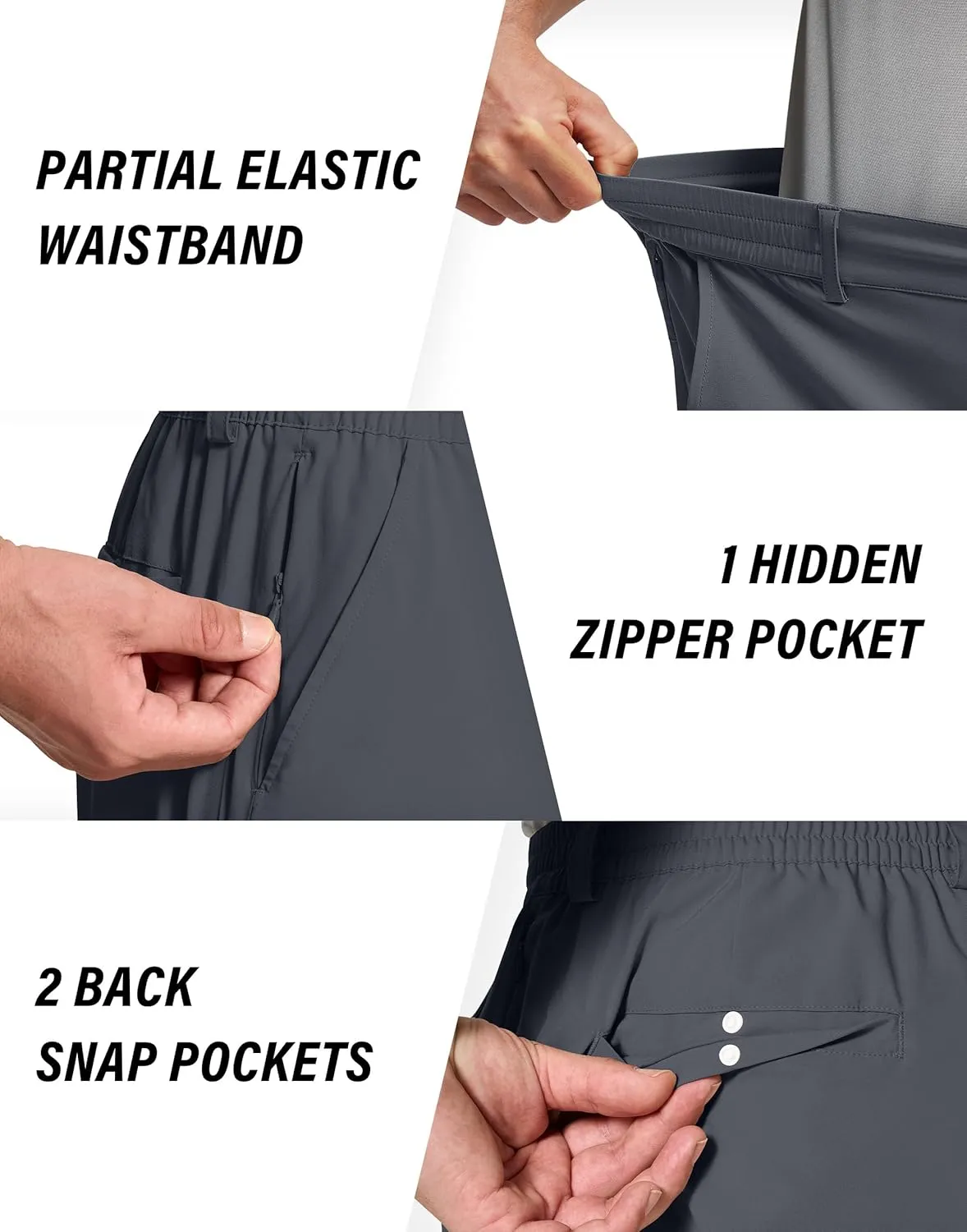 Mens Stretch Golf Shorts with 6 Pockets Dry Fit 7 Inch Inseam Lightweight Dress for Hiking Work Casual