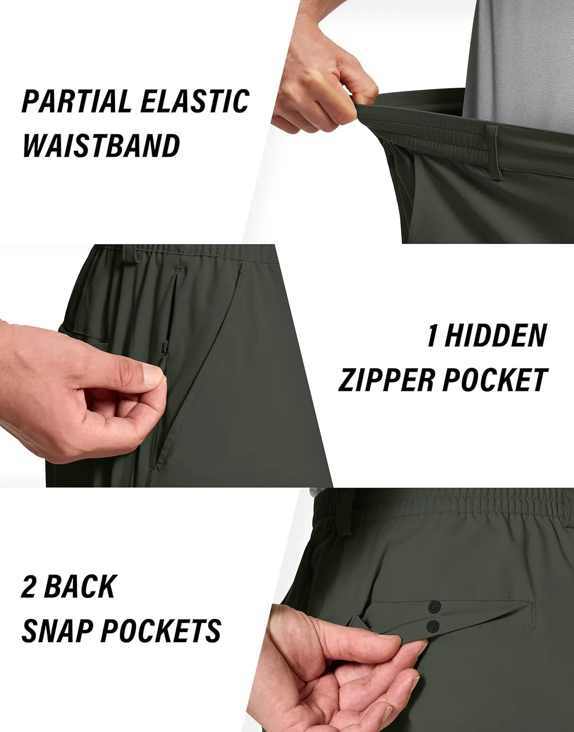 Mens Stretch Golf Shorts with 6 Pockets Dry Fit 7 Inch Inseam Lightweight Dress for Hiking Work Casual