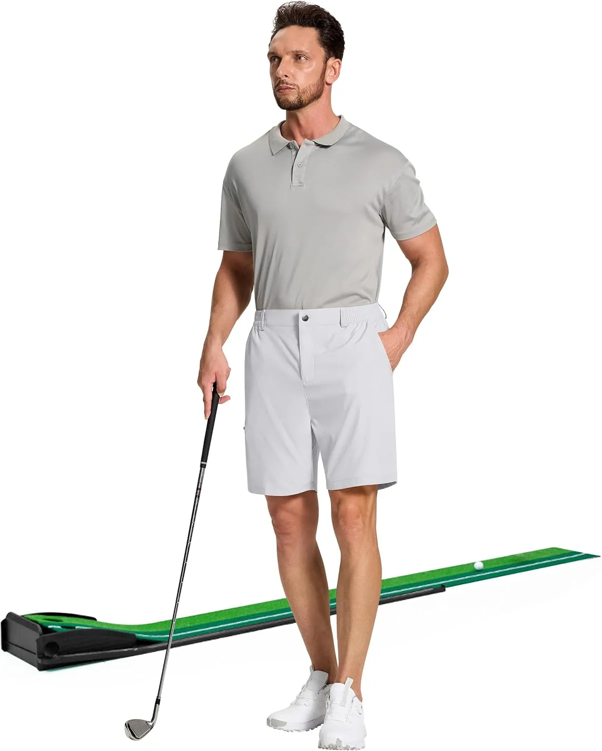Mens Stretch Golf Shorts with 6 Pockets Dry Fit 7 Inch Inseam Lightweight Dress for Hiking Work Casual