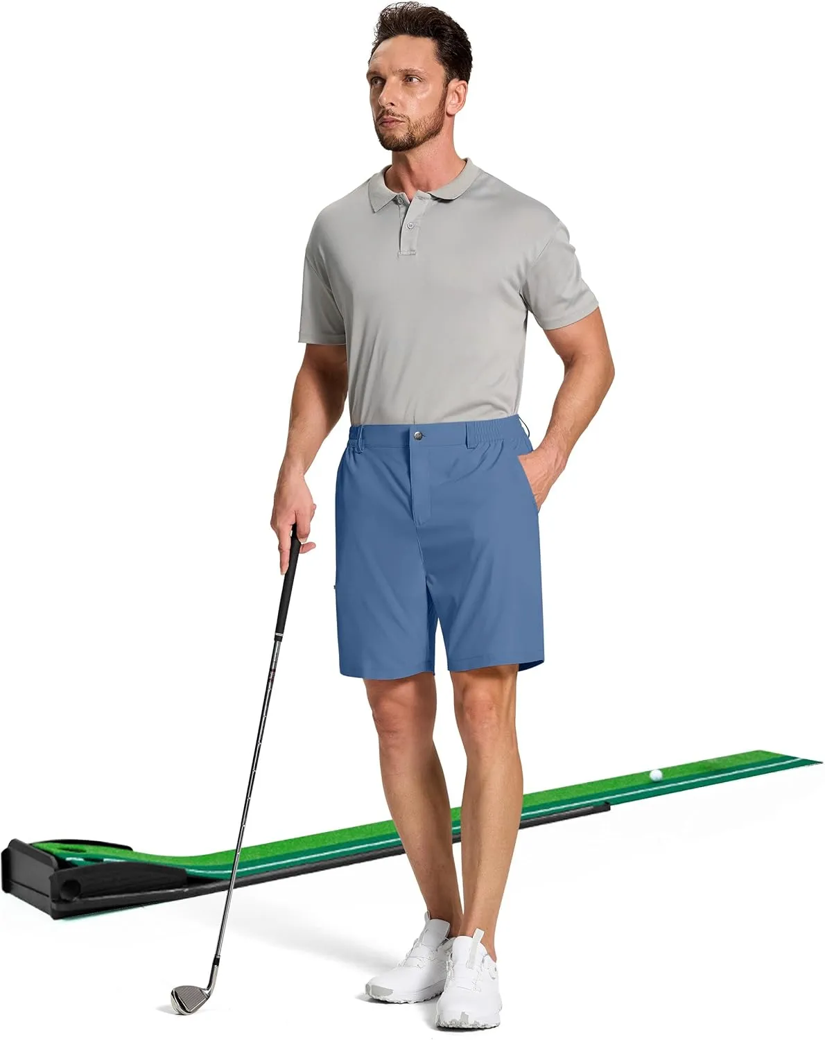 Mens Stretch Golf Shorts with 6 Pockets Dry Fit 7 Inch Inseam Lightweight Dress for Hiking Work Casual