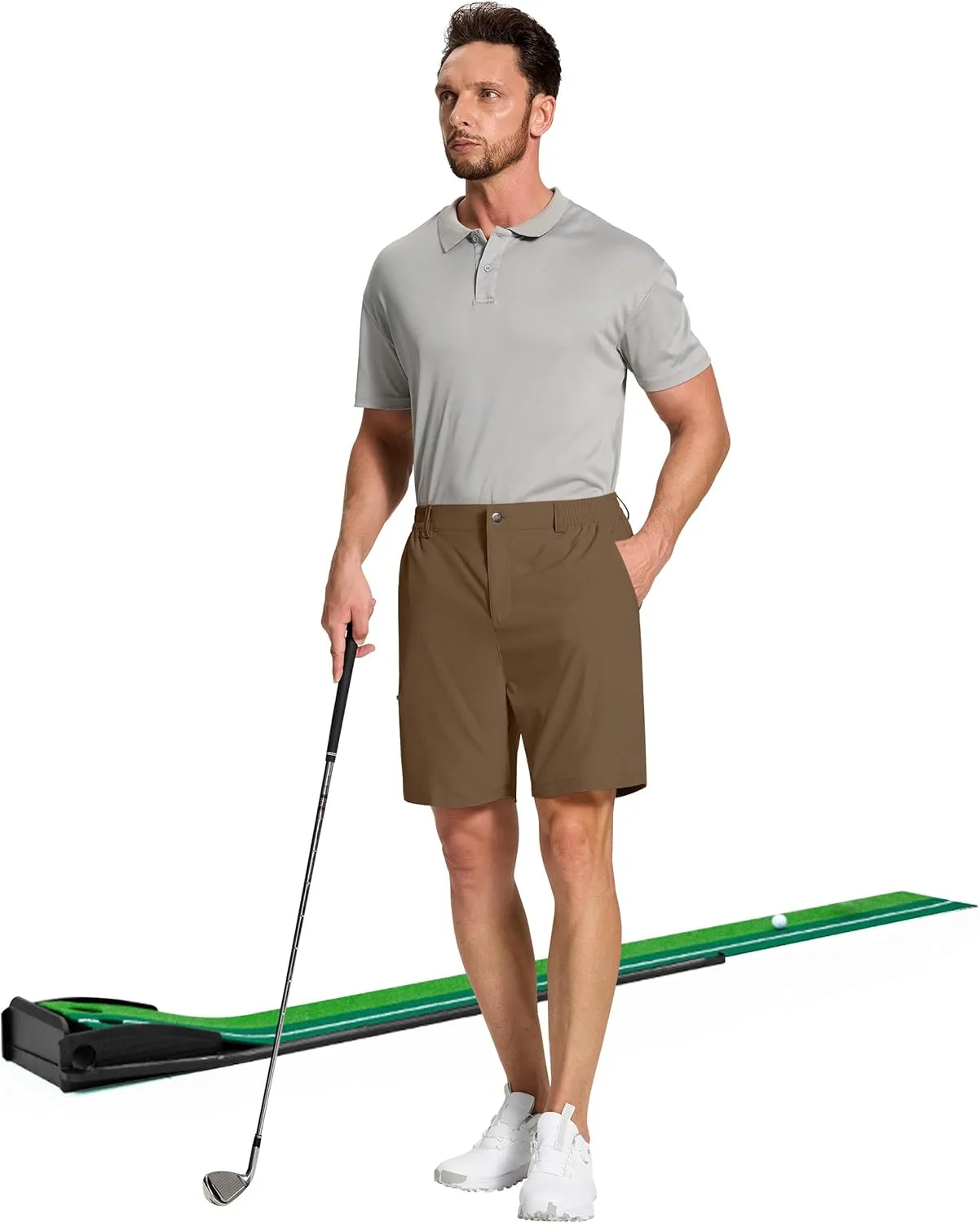 Mens Stretch Golf Shorts with 6 Pockets Dry Fit 7 Inch Inseam Lightweight Dress for Hiking Work Casual