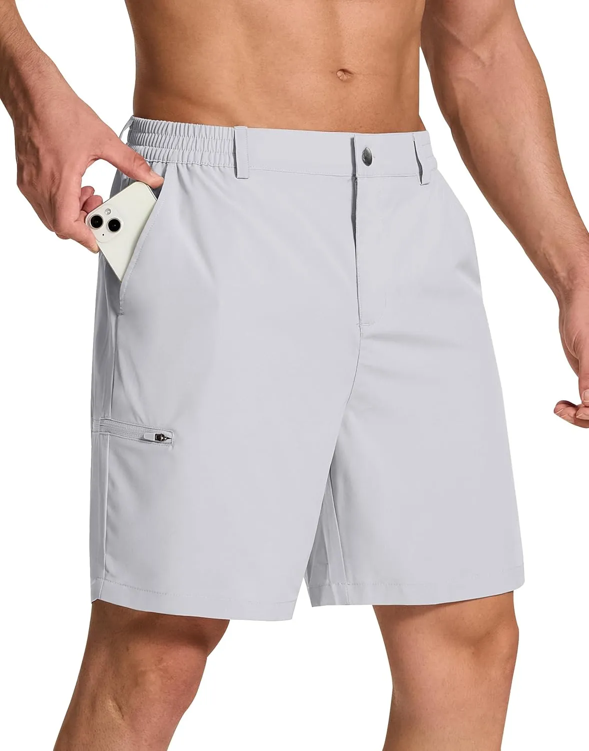 Mens Stretch Golf Shorts with 6 Pockets Dry Fit 7 Inch Inseam Lightweight Dress for Hiking Work Casual