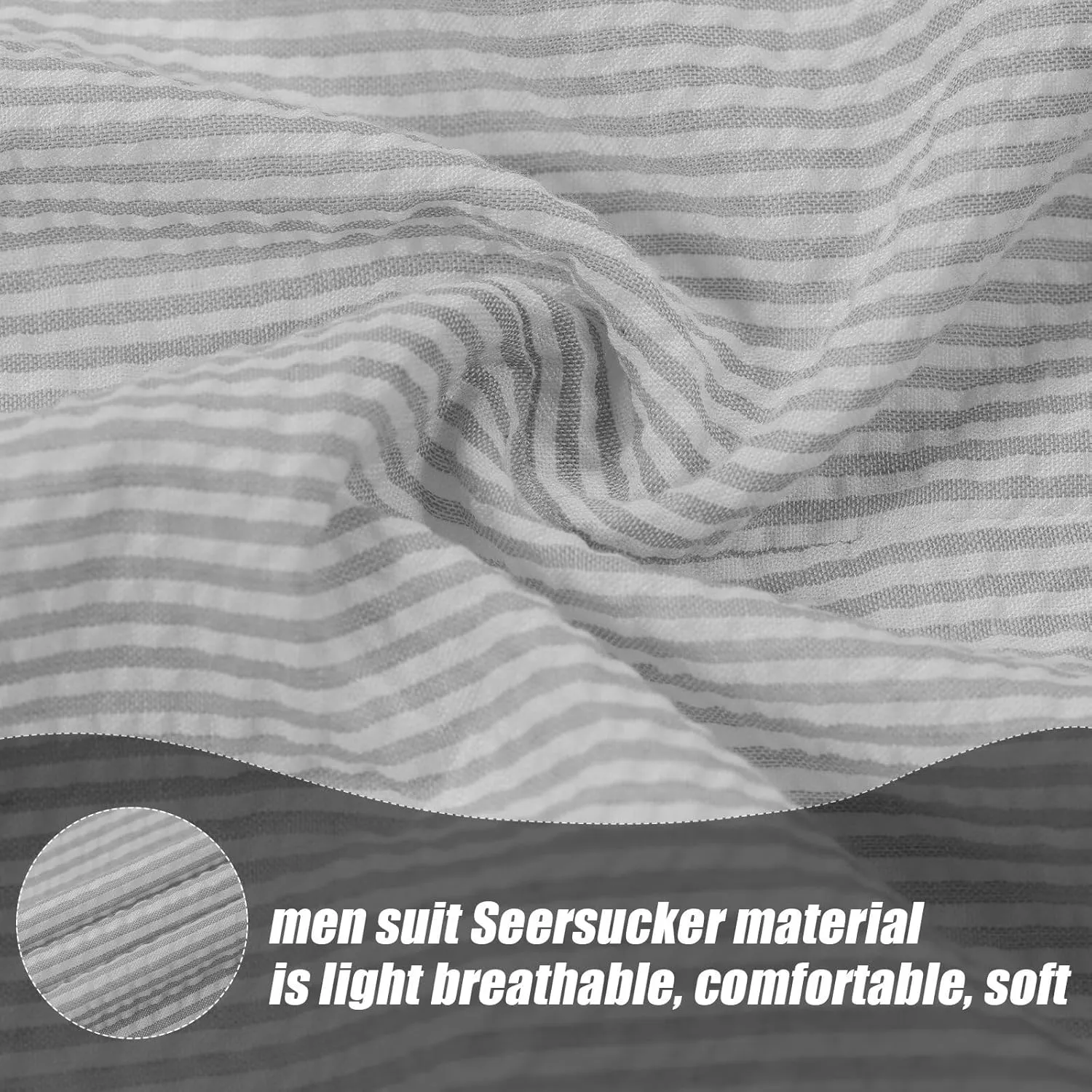 Mens Suit Summer Seersucker 2 Piece Double Breasted Buckle Striped Tuxedos for Men Wedding Suits Cotton Beach Party