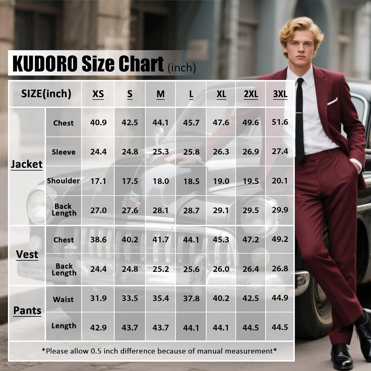 Mens Suits Regular Fit 3 Piece Tuxedo Blazer Jacket Vest Pants Formal Suit Set for Men Wedding Prom Casual