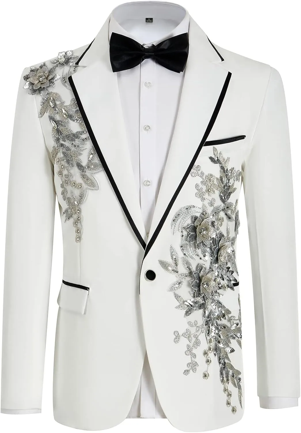 Mens Suits Slim Fit 2 Piece Formal Tuxedo Suits Blazer Pants with Bow Tie for Wedding Prom