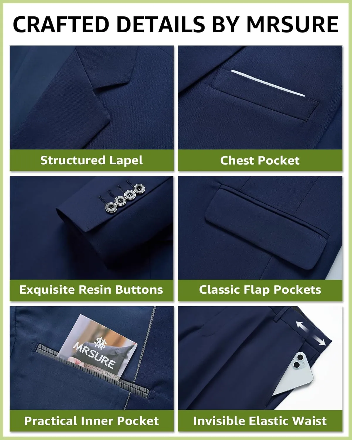 MrSure Mens 3 Pieces Suit, Slim Fit Tuxedo with One Button, Jacket Vest Pants & Tie Set for Party, Wedding and Business