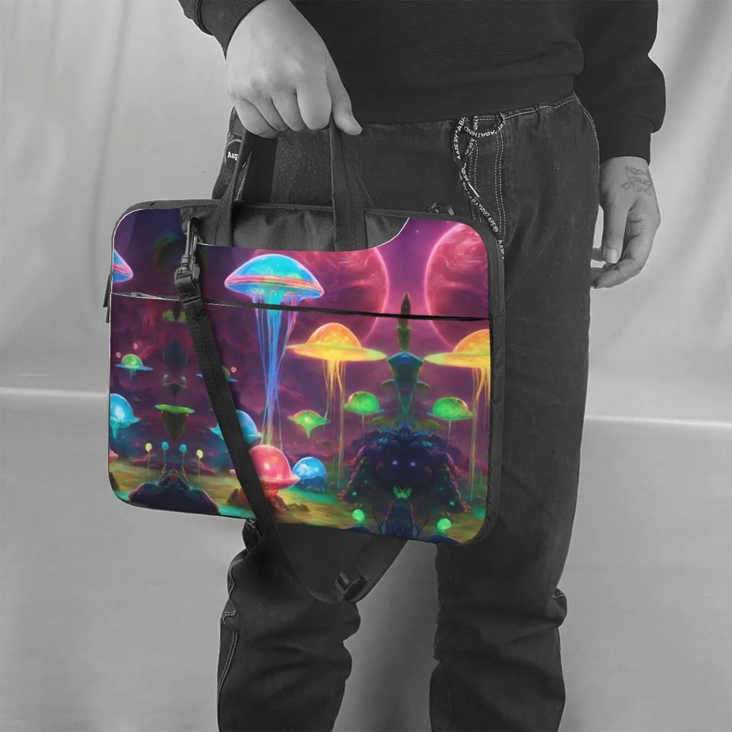 Mushroom Print Work Casual Office Laptop Shoulder Messenger Bag 13 inch 14 inch 15.6 inch