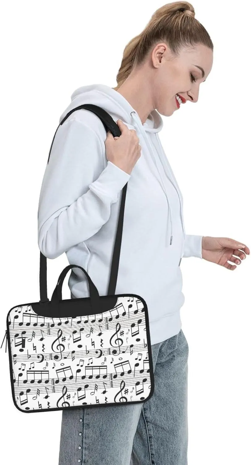 Music Note Print Work Casual Office Laptop Shoulder Messenger Bag 13 inch 14 inch 15.6 inch