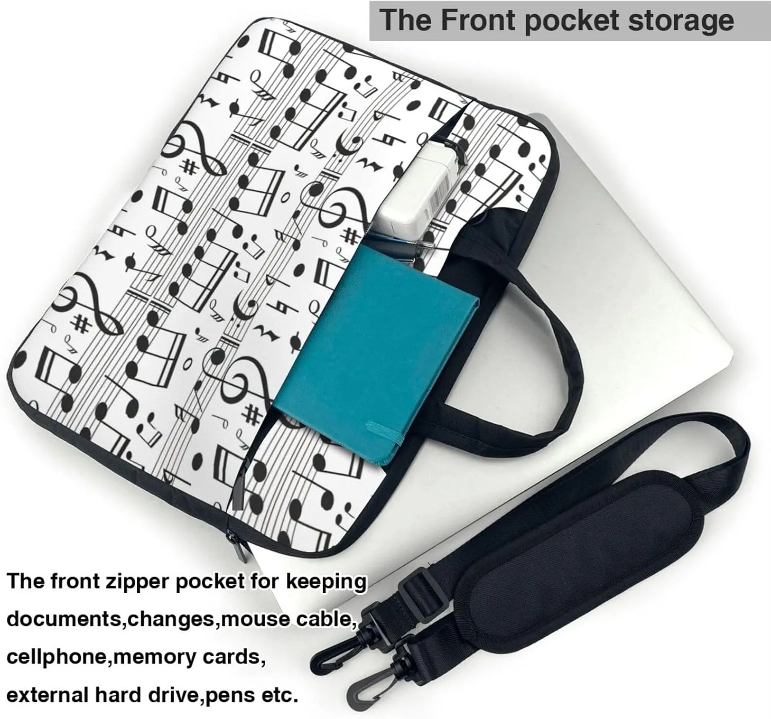 Music Note Print Work Casual Office Laptop Shoulder Messenger Bag 13 inch 14 inch 15.6 inch