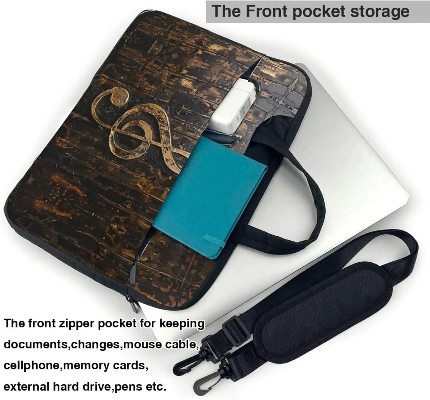 Music Symbol Print Work Casual Office Laptop Shoulder Messenger Bag 13 inch 14 inch 15.6 inch