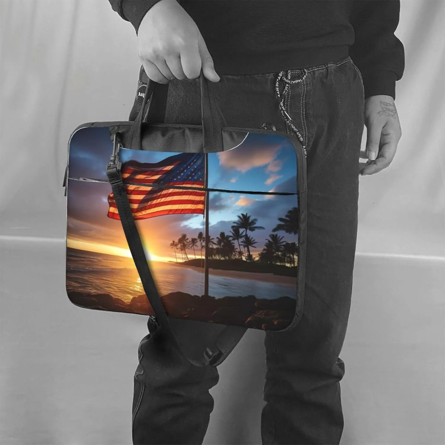 Native Hawaiian Flag Print Work Casual Office Laptop Shoulder Messenger Bag 13 inch 14 inch 15.6 inch