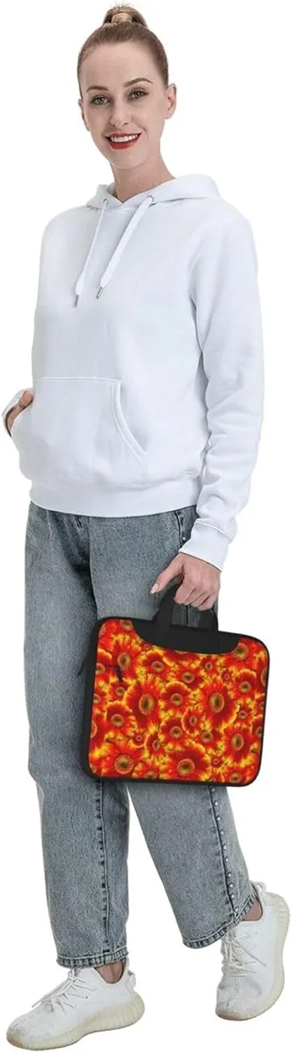 Orange Sunflower Print Work Casual Office Laptop Shoulder Messenger Bag 13 inch 14 inch 15.6 inch