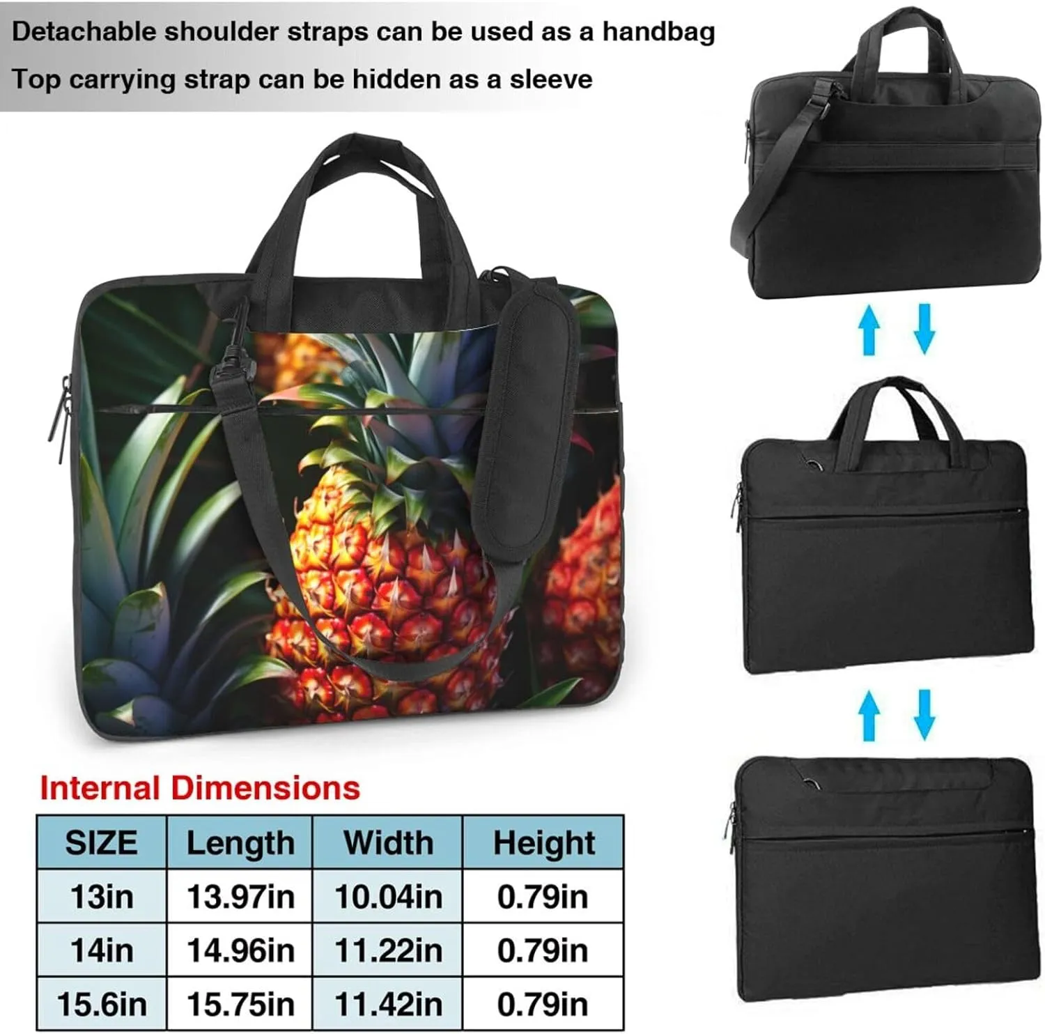 Pineapple Print Work Casual Office Laptop Shoulder Messenger Bag 13 inch 14 inch 15.6 inch