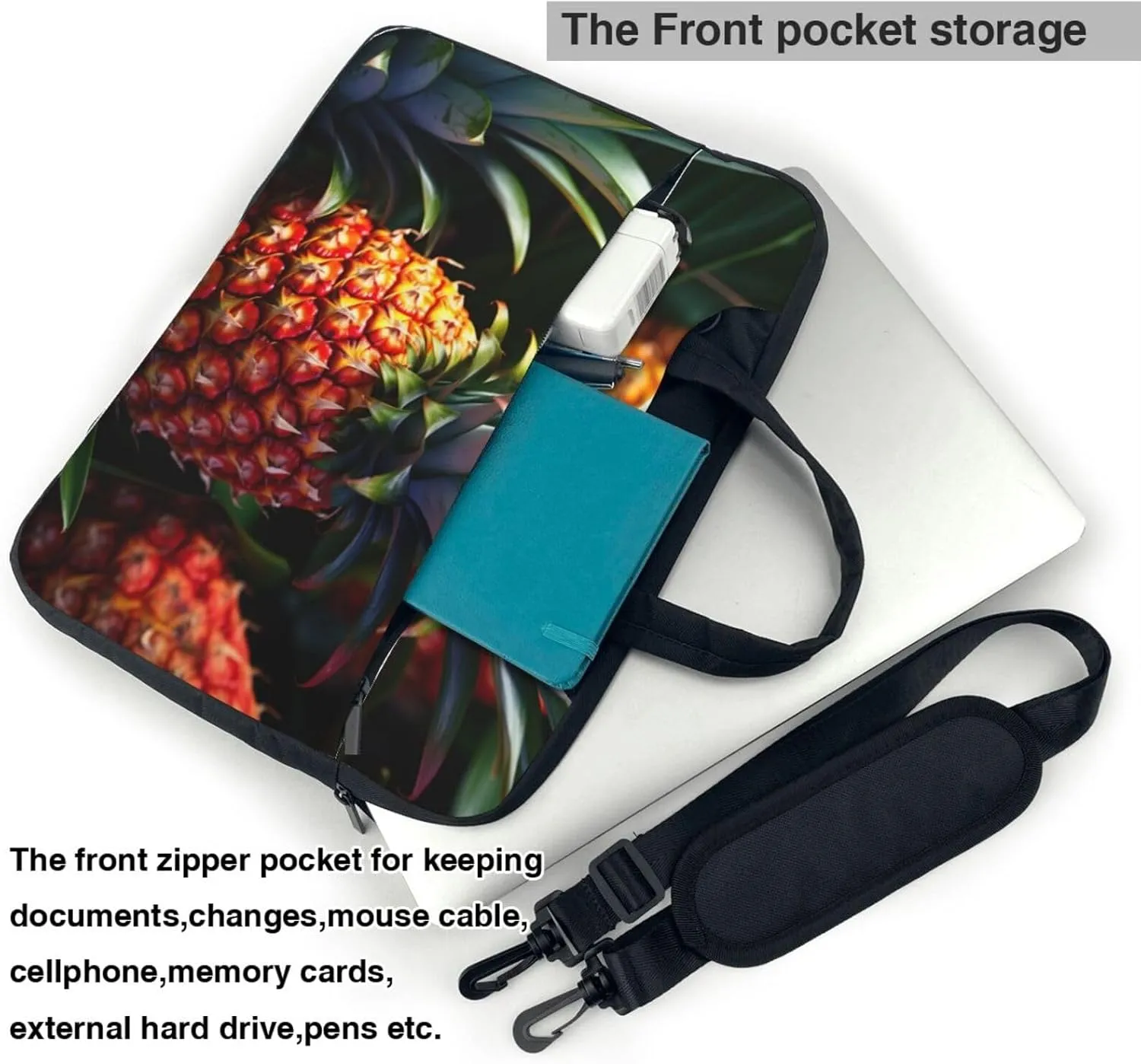 Pineapple Print Work Casual Office Laptop Shoulder Messenger Bag 13 inch 14 inch 15.6 inch