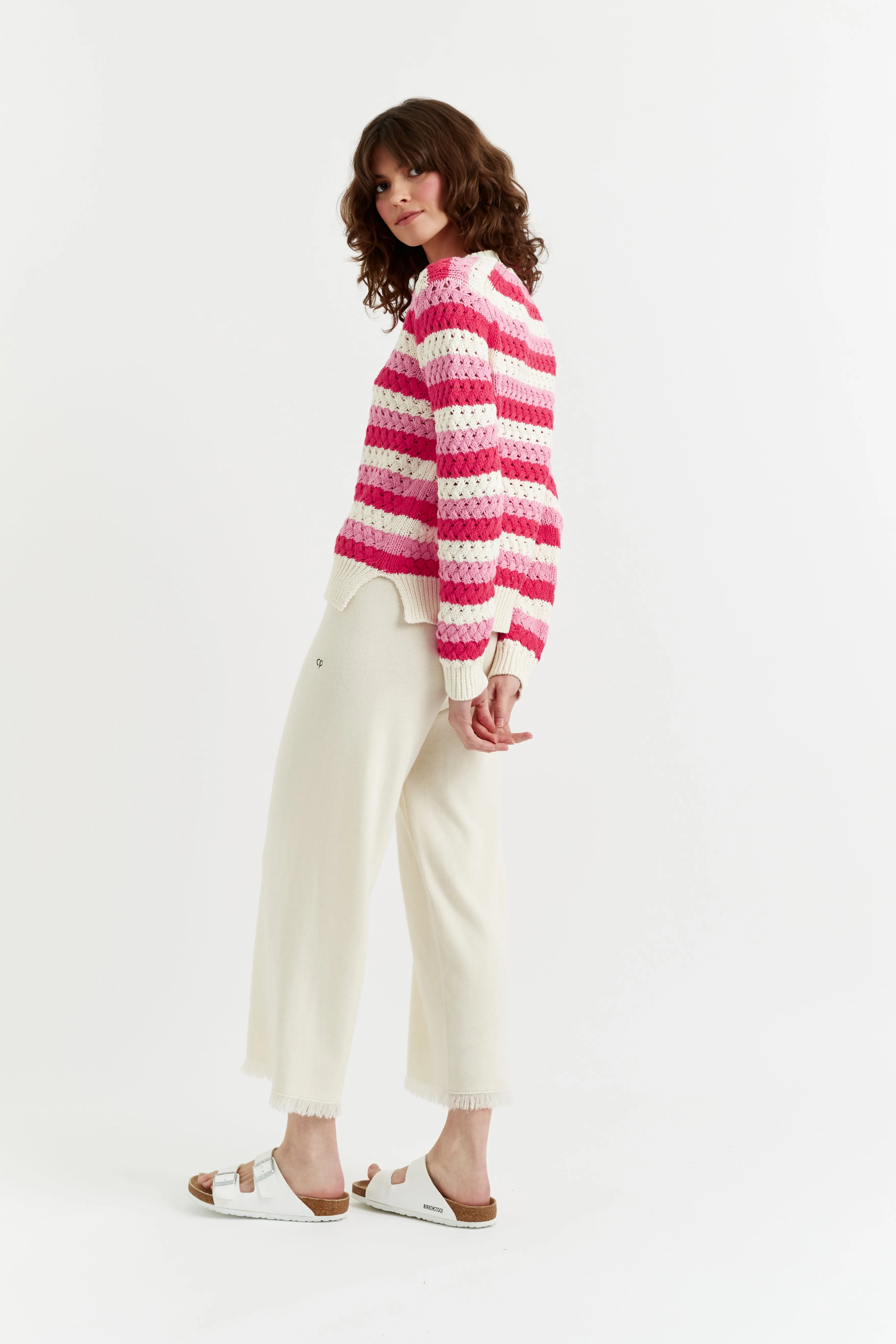 Pink Cotton Crochet Sweater