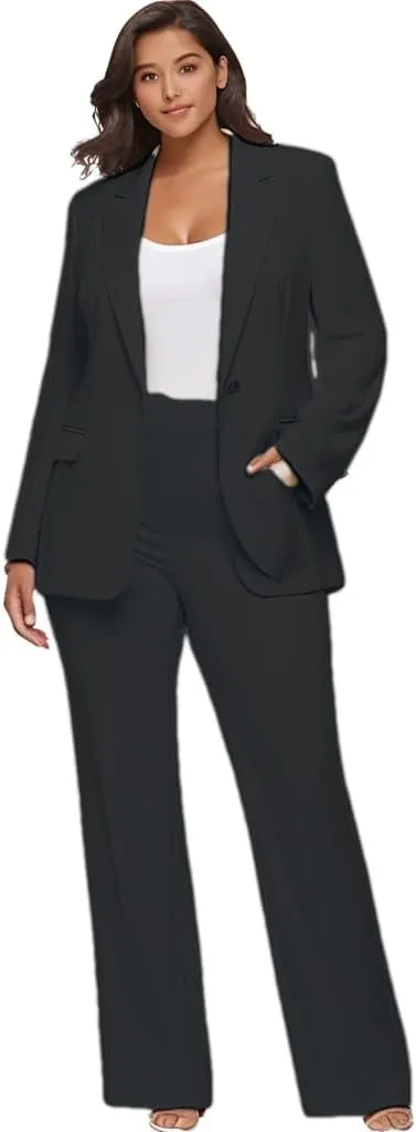 Plus Size Womens Suitng Tuxedo 2 Piece Business Set Pant Suits for Women Dressy for Wedding Guest