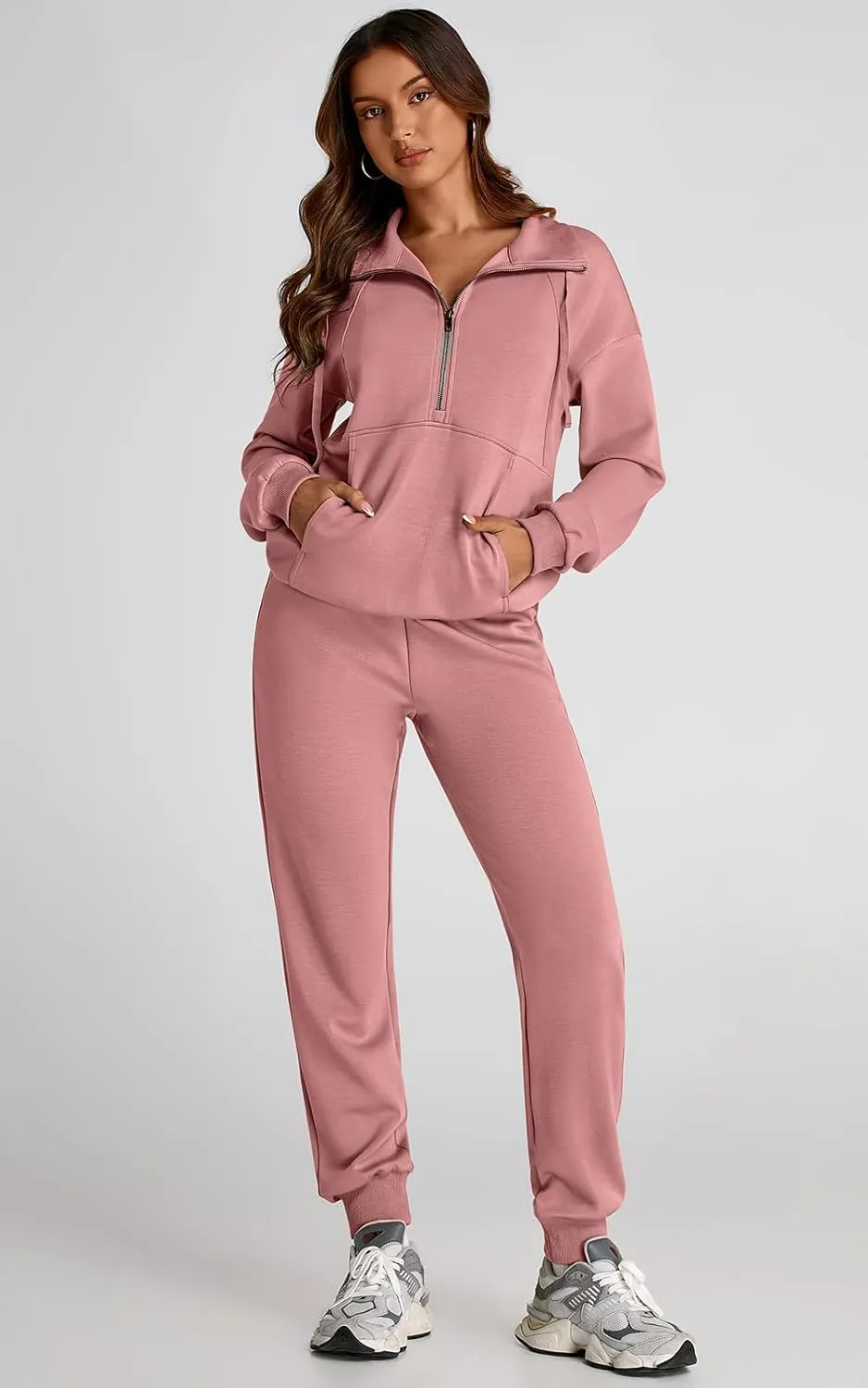 PRETTYGARDEN Long Sleeve Half Zip Sweatsuits Women 2 Piece Outfit Spring Casual Sweatshirt Sweatpants Lounge Set Tracksuit