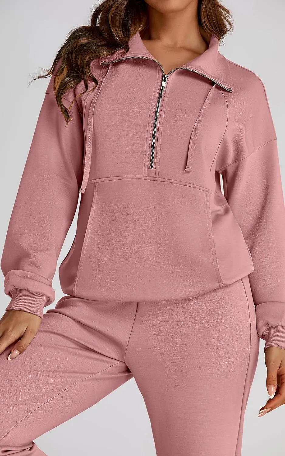 PRETTYGARDEN Long Sleeve Half Zip Sweatsuits Women 2 Piece Outfit Spring Casual Sweatshirt Sweatpants Lounge Set Tracksuit