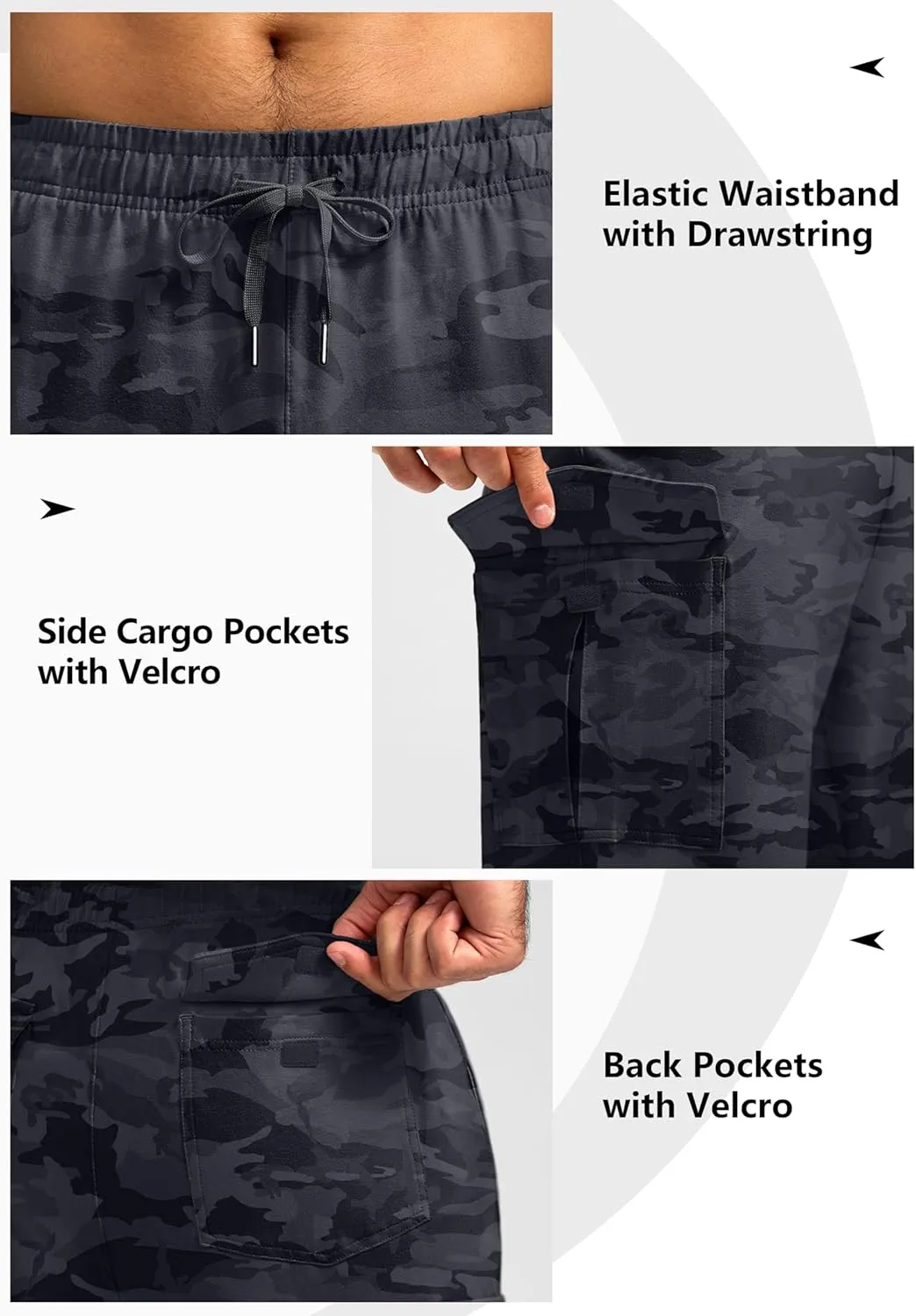 Pudolla Men's Cotton Sweatpants with Cargo Pockets Open Bottom Yoga Pants for Men Lounge Pants for Athletic Workout Casual