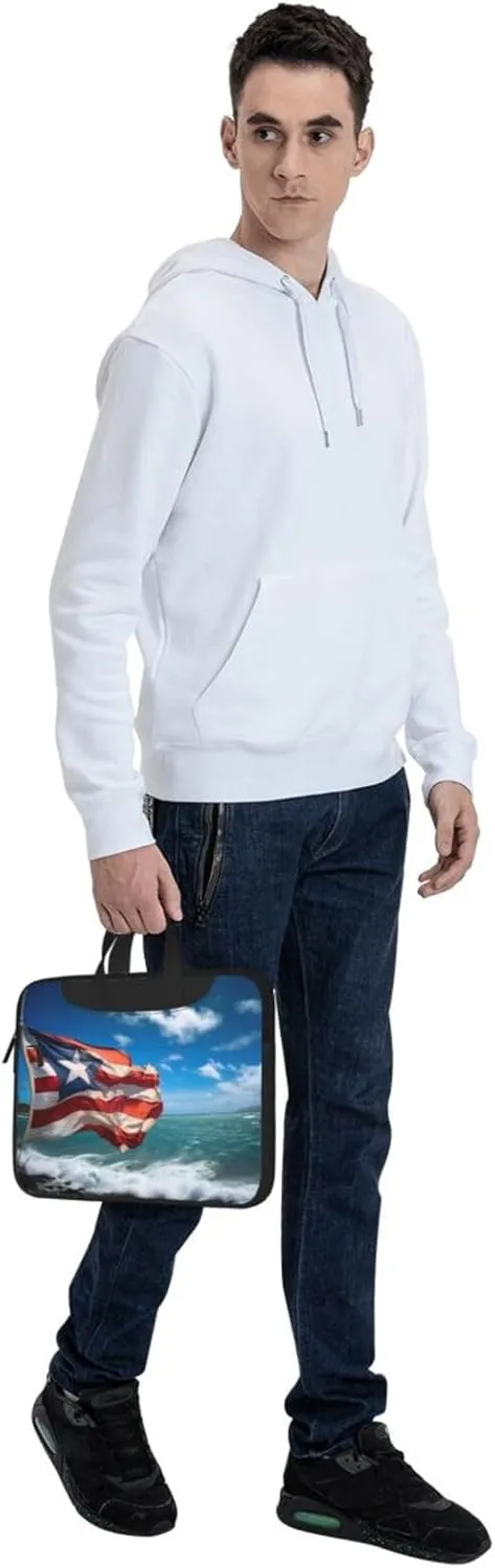 Puerto Rico Flag Print Work Casual Office Laptop Shoulder Messenger Bag 13 inch 14 inch 15.6 inch