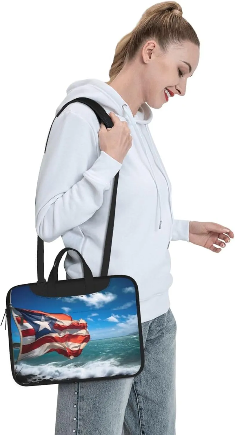 Puerto Rico Flag Print Work Casual Office Laptop Shoulder Messenger Bag 13 inch 14 inch 15.6 inch
