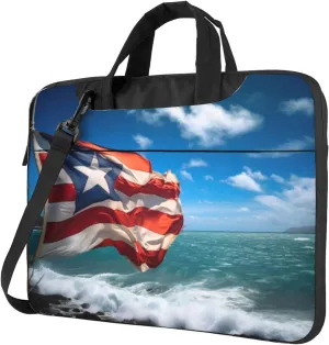 Puerto Rico Flag Print Work Casual Office Laptop Shoulder Messenger Bag 13 inch 14 inch 15.6 inch