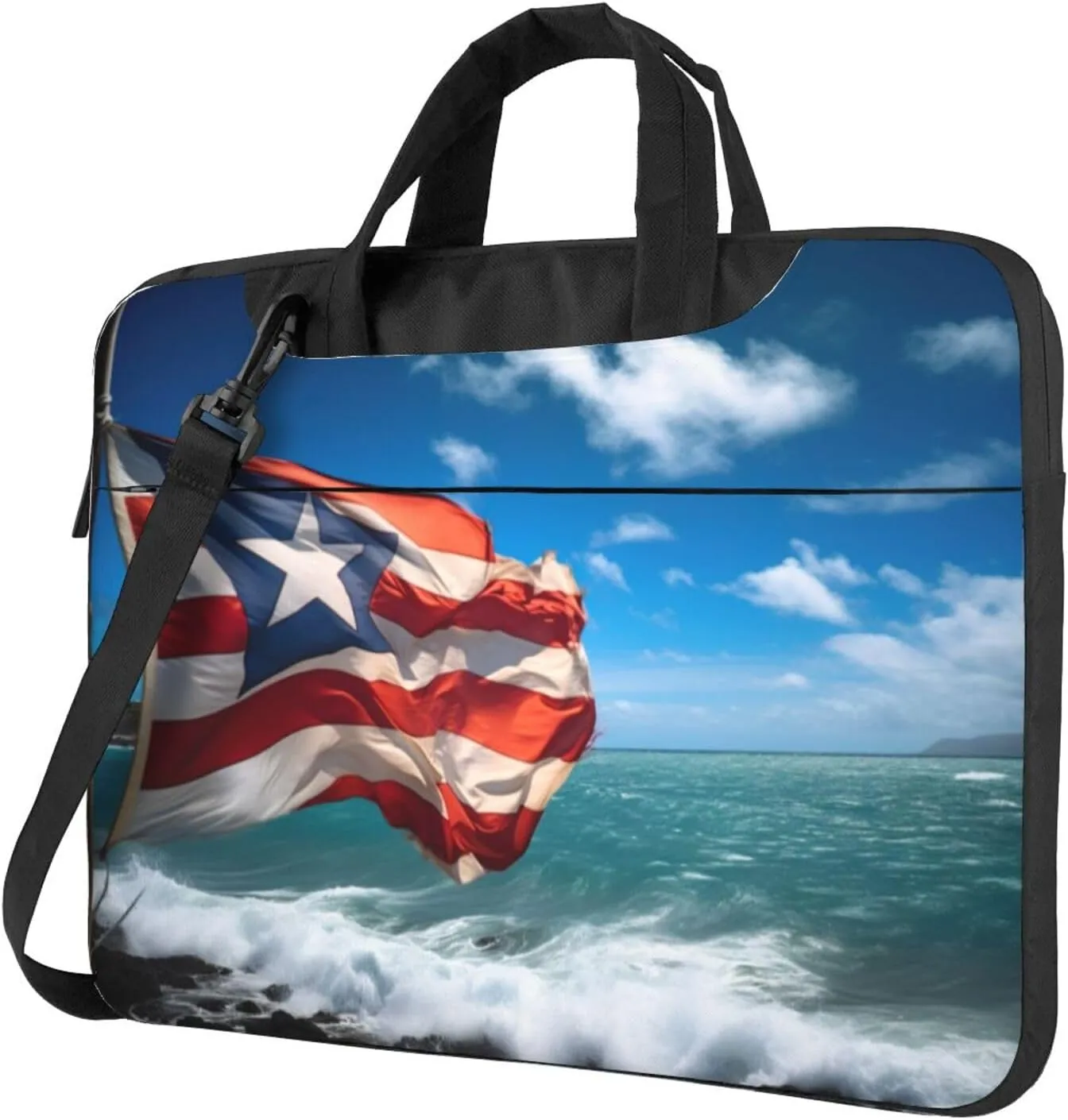 Puerto Rico Flag Print Work Casual Office Laptop Shoulder Messenger Bag 13 inch 14 inch 15.6 inch