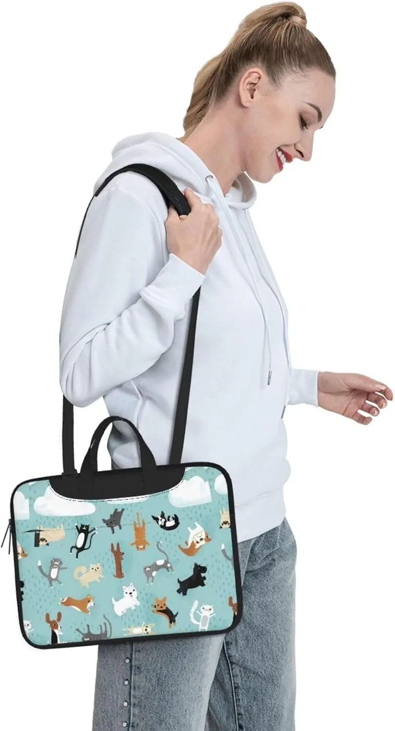 Raining Cats & Dogs Print Work Casual Office Laptop Shoulder Messenger Bag 13 inch 14 inch 15.6 inch