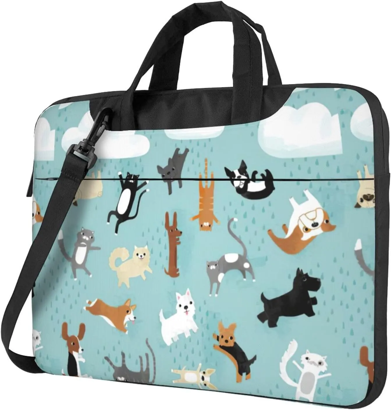 Raining Cats & Dogs Print Work Casual Office Laptop Shoulder Messenger Bag 13 inch 14 inch 15.6 inch