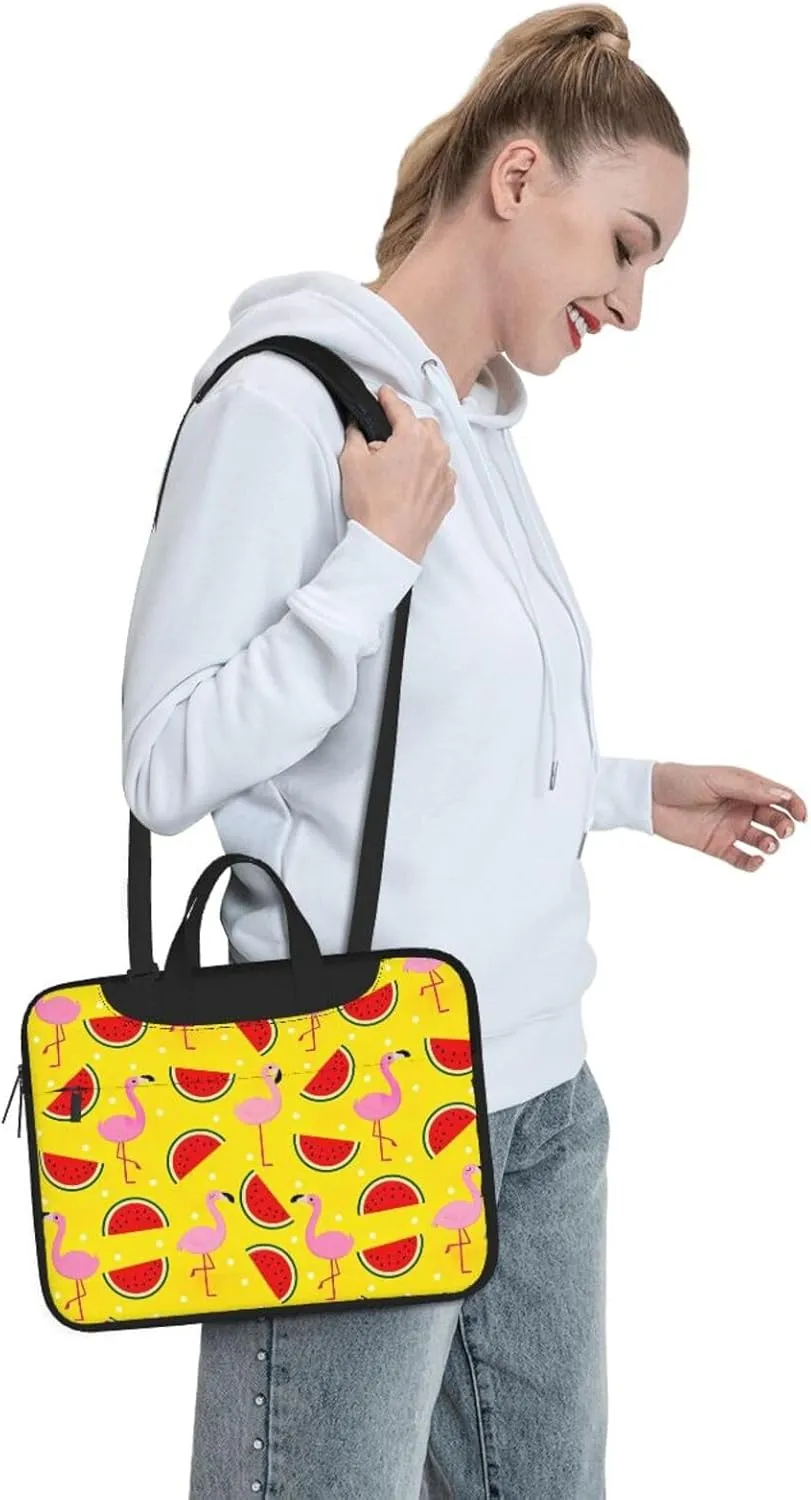 Red flamingo and watermelon Print Work Casual Office Laptop Shoulder Messenger Bag 13 inch 14 inch 15.6 inch
