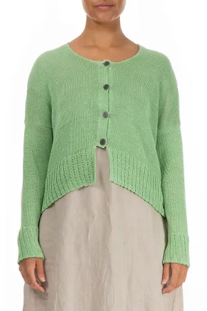 Ribbed Hem Mint Linen Cardigan