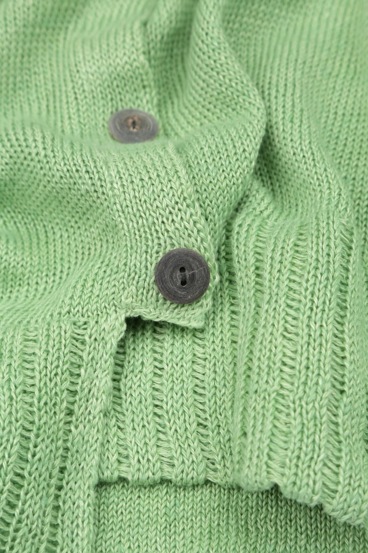 Ribbed Hem Mint Linen Cardigan