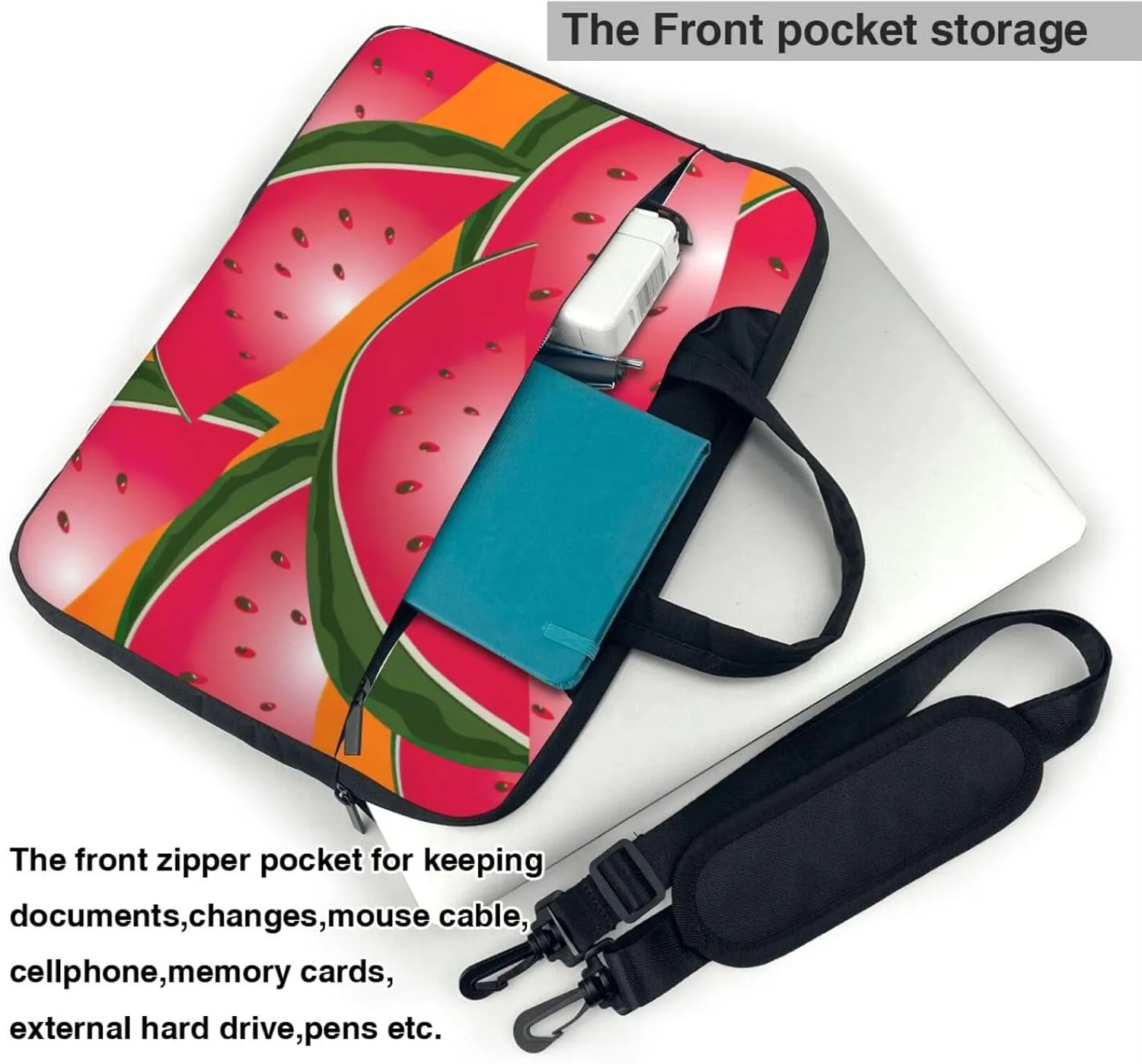 Ripe Watermelon Slice Print Work Casual Office Laptop Shoulder Messenger Bag 13 inch 14 inch 15.6 inch