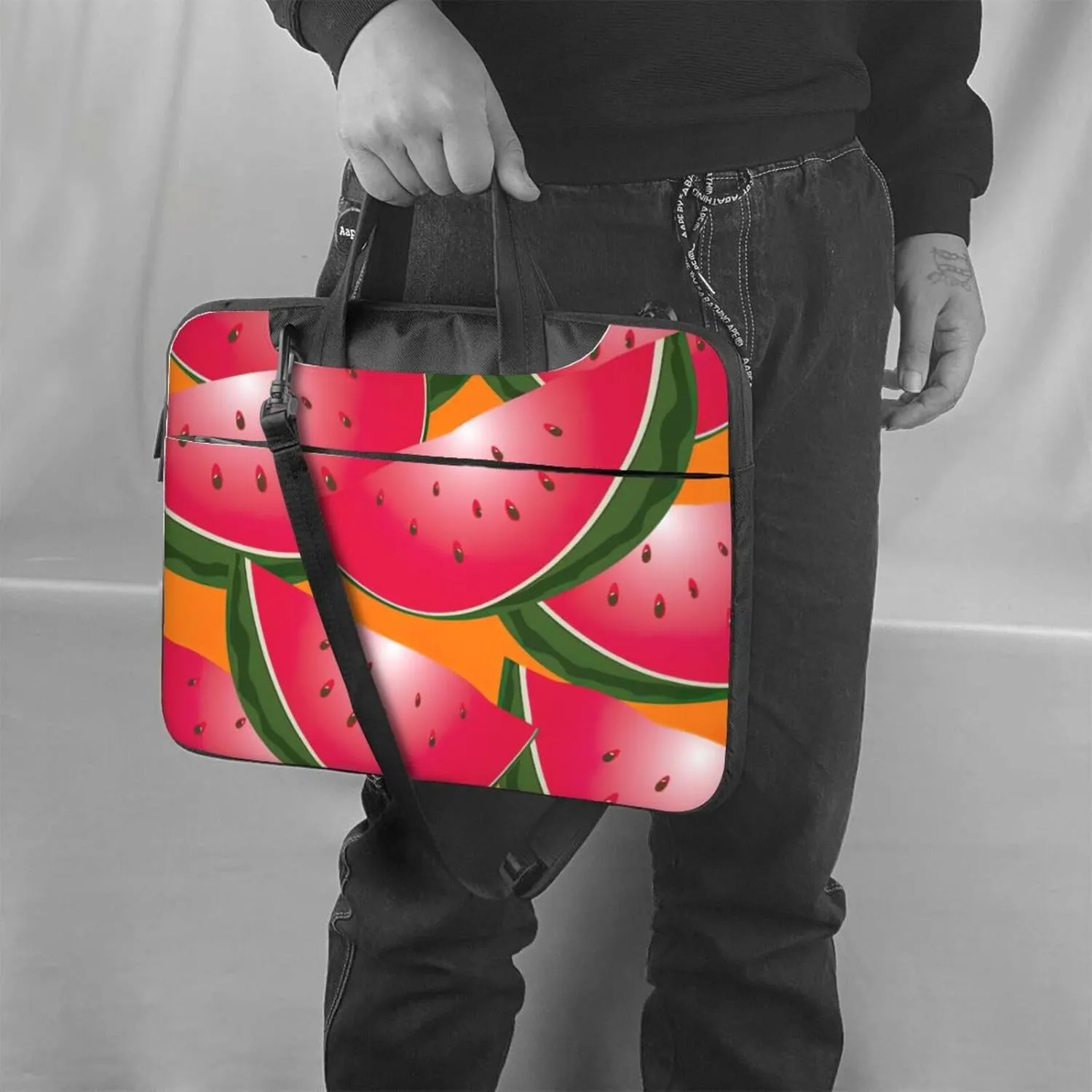 Ripe Watermelon Slice Print Work Casual Office Laptop Shoulder Messenger Bag 13 inch 14 inch 15.6 inch
