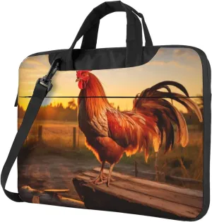 Rooster on Wood in Farmland Print Work Casual Office Laptop Shoulder Messenger Bag 13 inch 14 inch 15.6 inch