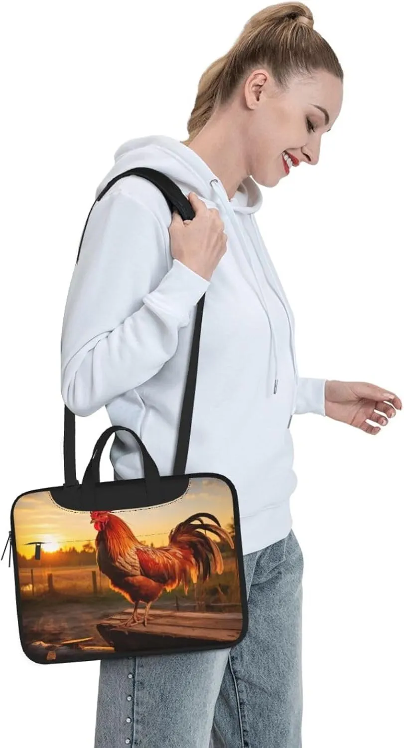 Rooster on Wood in Farmland Print Work Casual Office Laptop Shoulder Messenger Bag 13 inch 14 inch 15.6 inch