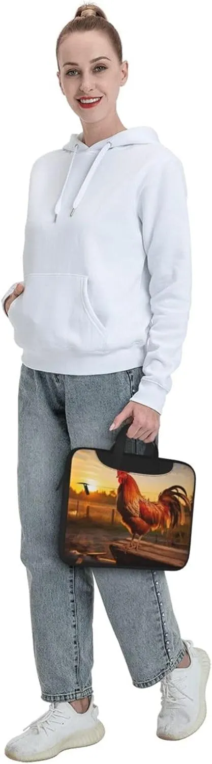 Rooster on Wood in Farmland Print Work Casual Office Laptop Shoulder Messenger Bag 13 inch 14 inch 15.6 inch
