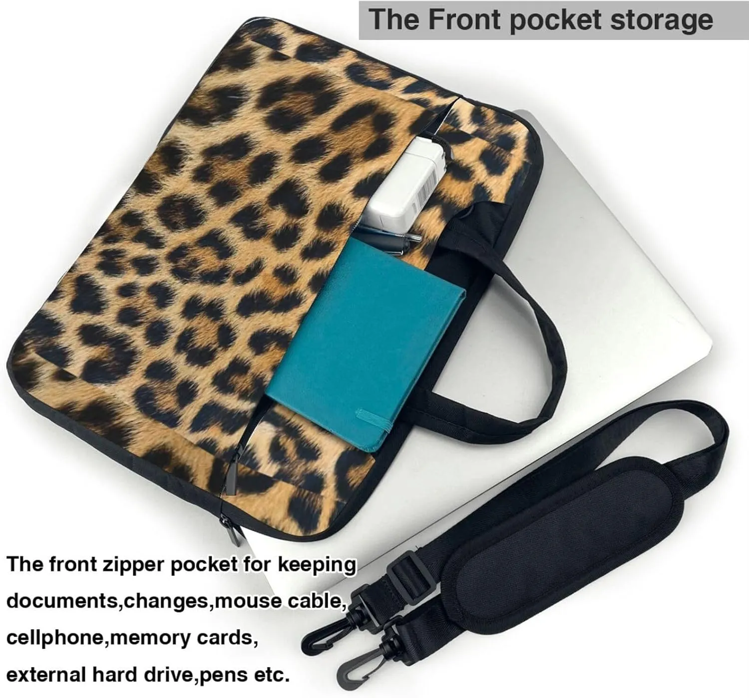 Rough Leopard print Print Work Casual Office Laptop Shoulder Messenger Bag 13 inch 14 inch 15.6 inch
