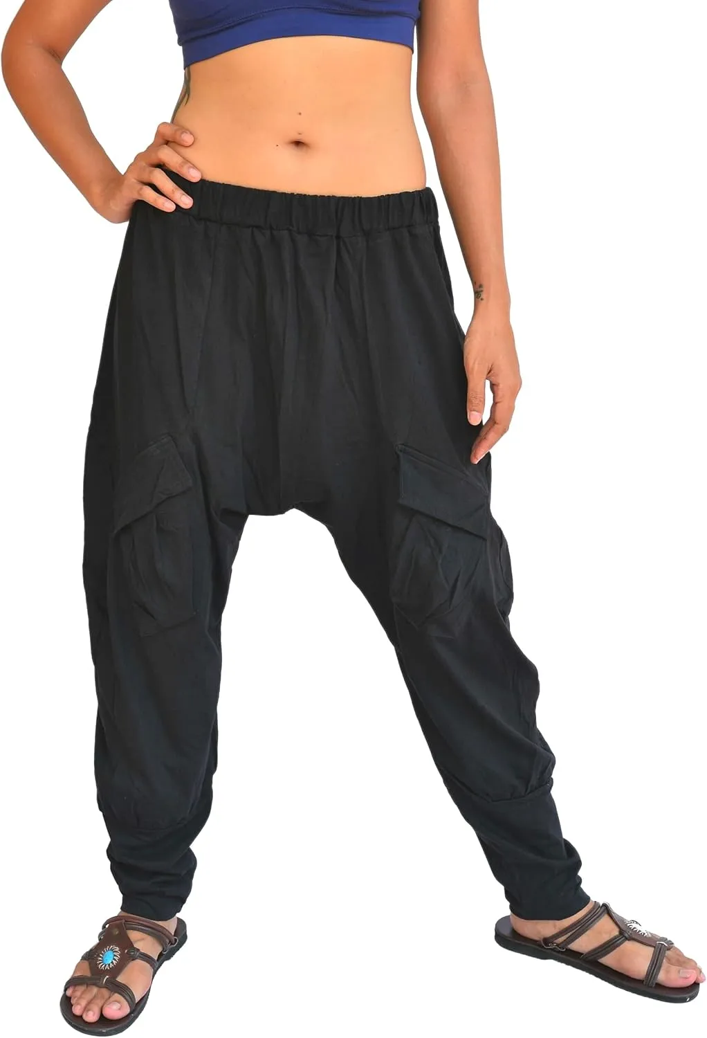 Sakoonee Casual Lounge Pants Yoga Harem Trousers Men Women 2 Pockets