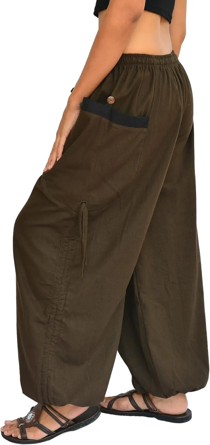 Sakoonee Yoga Lounge Pants Men Women Casual Baggy Trousers Adjustable Length 2 Pockets One Size, Elastic Waist