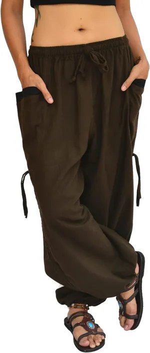 Sakoonee Yoga Lounge Pants Men Women Casual Baggy Trousers Adjustable Length 2 Pockets One Size, Elastic Waist