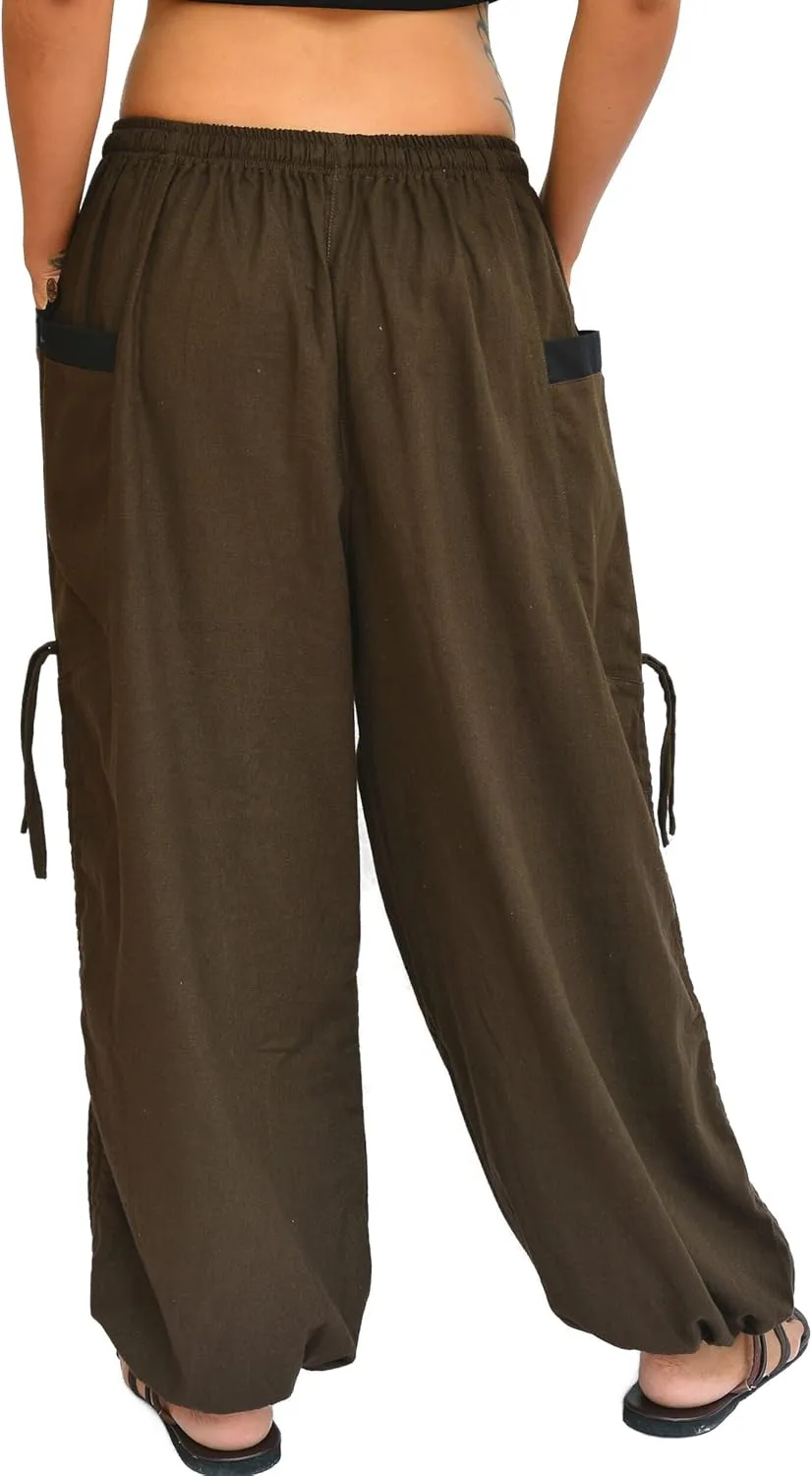 Sakoonee Yoga Lounge Pants Men Women Casual Baggy Trousers Adjustable Length 2 Pockets One Size, Elastic Waist