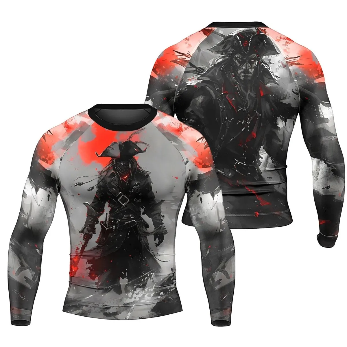 Shadow Pirate Caribbean Men's Long Sleeve Rash Guard